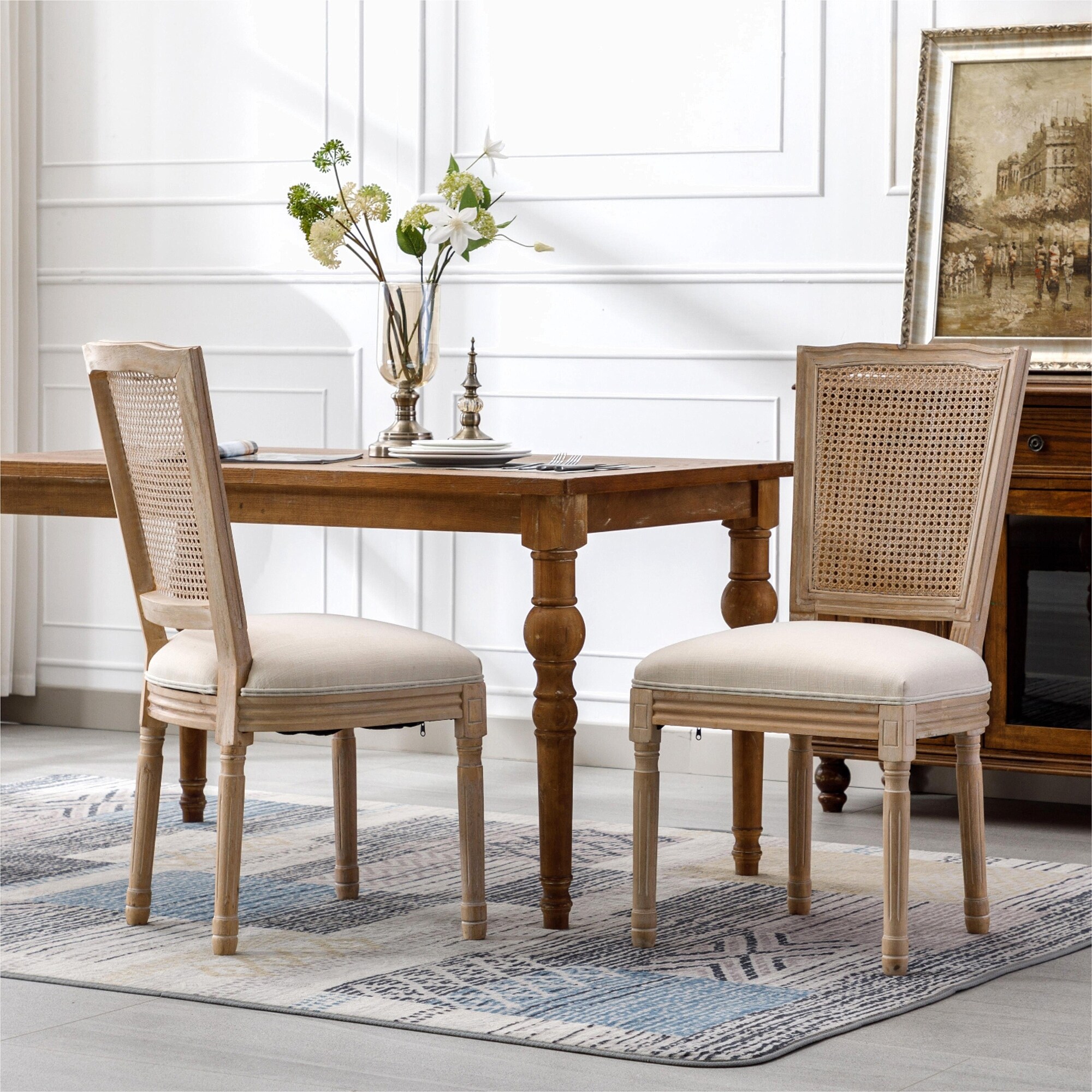 Square cane sales back dining chairs