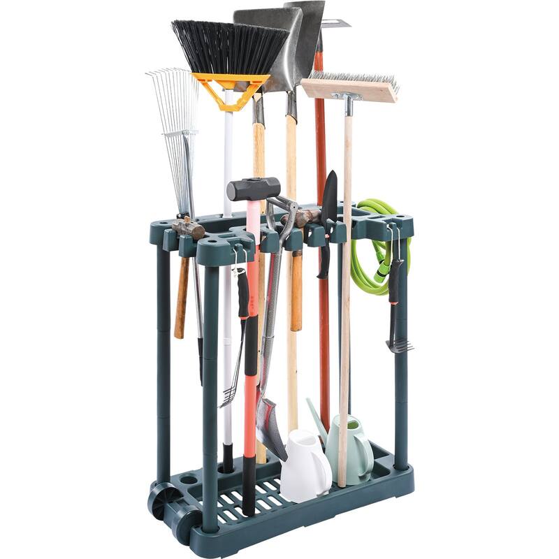 Polypropylene 10 Slots Garden Tool Organizer Tower Rack Ideal for Garage Organization and Storage - 20.5 x 38 x 34.4 in