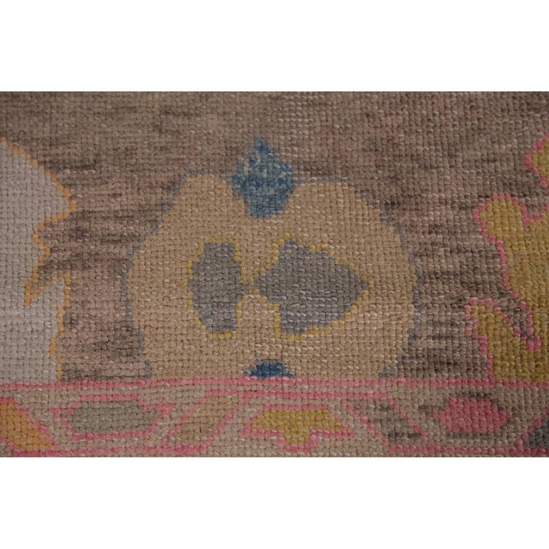 Hand Knotted Oriental 100% Wool Carpet Transitional All-Over Brown Oushak Area Rug - 11' 3'' X 8' 8''