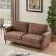 preview thumbnail 13 of 14, Eucalyptus Wood Modern Linen 3-Seat Sofa with Rolled Arms and Solid Robber Legs