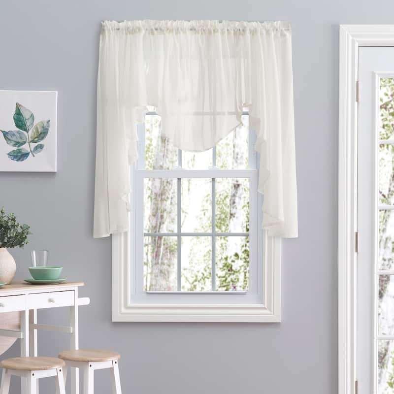 Sea Glass Semi-sheer Rod Pocket Kitchen Curtains - Tier, Swag or ...