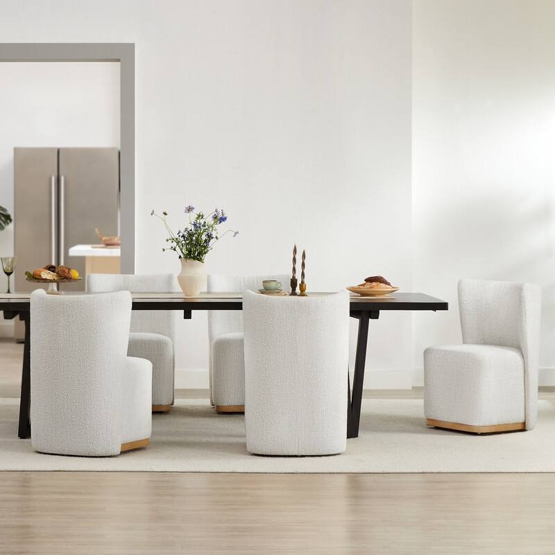 Spruce & Spring Kevin Modern Wingback Dining Chairs with Casters&Wood Base Set of 2 - Set of 2