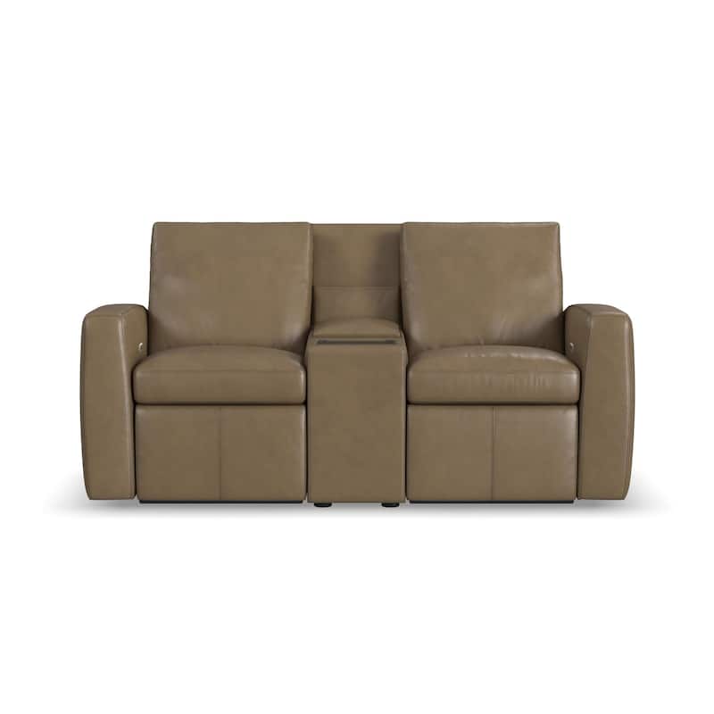 Arina Fawn Power Reclining Loveseat with Console by Flexsteel - 75" x 40" x 39"