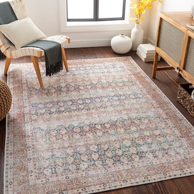 Livabliss Saffron Traditional Paisley Machine Washable Area Rug