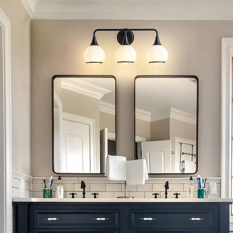Modern Vanity Lights Dimmable Bathroom Light Fixtures with Glass Shade