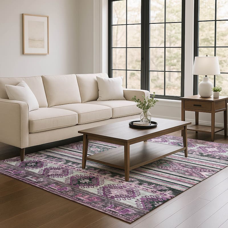 Premium Washable Super Soft Boho Global Mayfield Rug - Purple - 5' x 7'6"