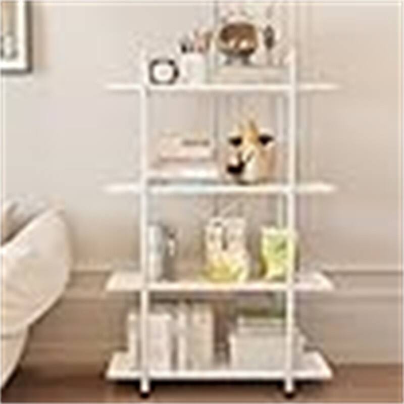 Bookshelf 4 Tiers White Wooden Storage Shelf - 10.87"D x 31.5"W x 48.43"H