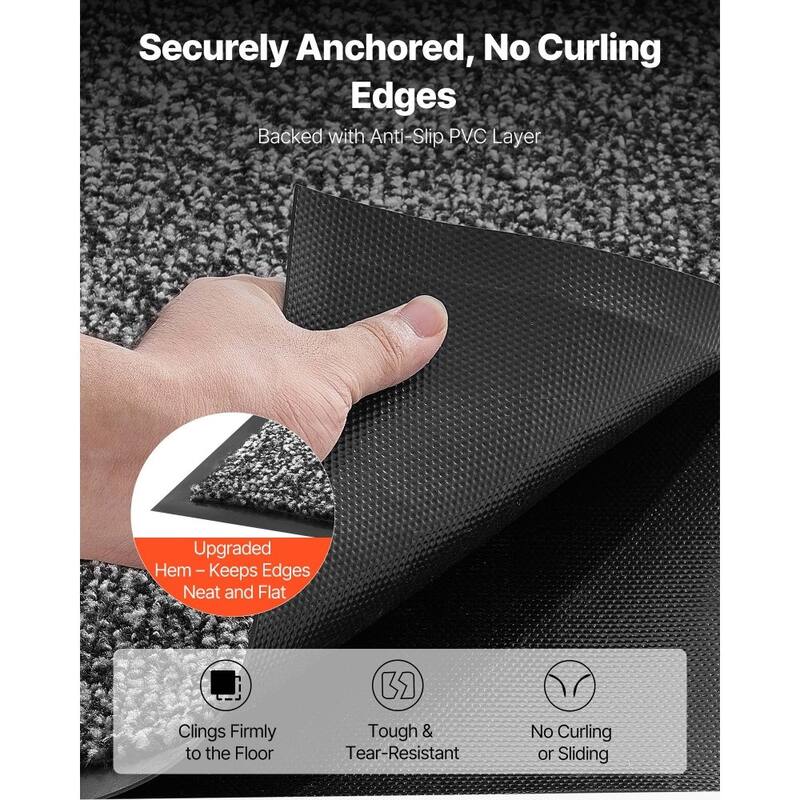 Grey Carpet Floor Mat 5x3 ft with Non-Slip Backing for Home and Commercial Use - 60 x 36 x 0.28 in