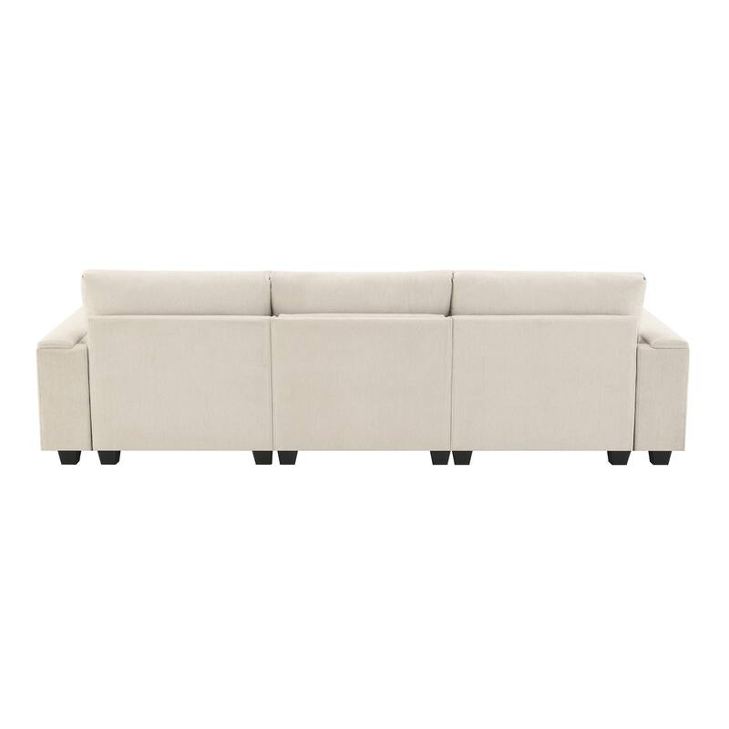 Chenille Cloud Sofa with Cup Holders, USB Port & Bluetooth Speaker, Convertible Loveseat with Drop Down Table & Storage Armrest