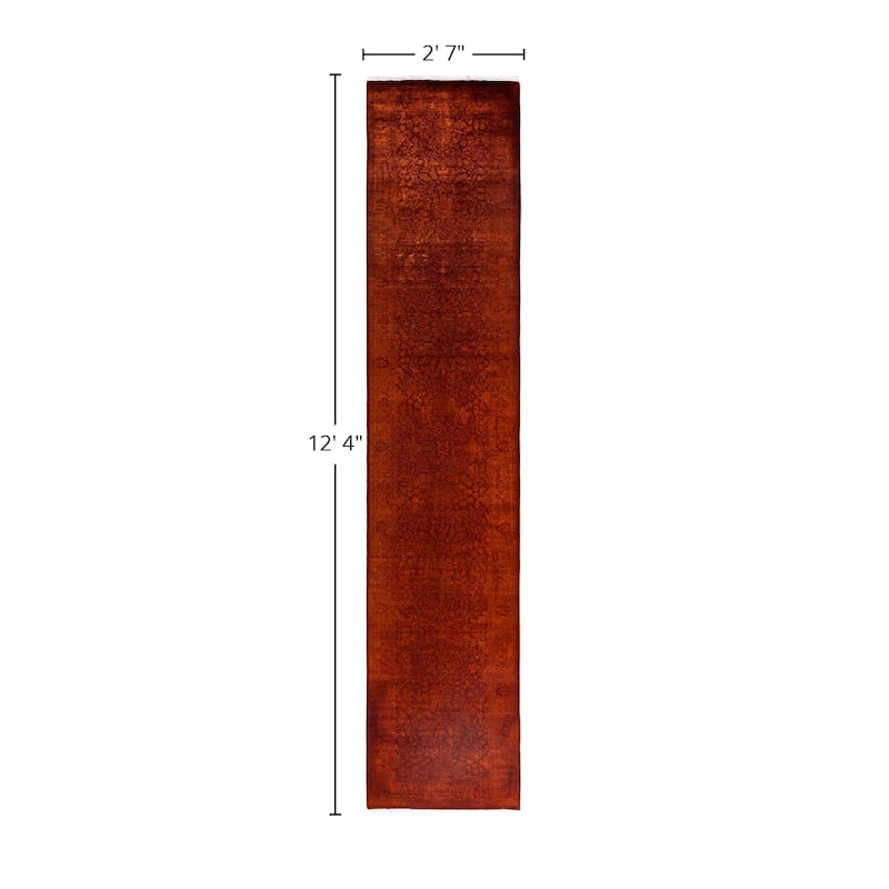 Fine Vibrance One-of-a-Kind Hand-Knotted Runner Rug - Gold, 2' 7" x 12' 4" - 2' 7" x 12' 4"