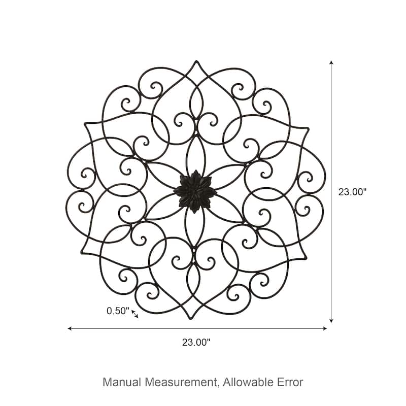 Glitzhome 23"D Traditional Iron Scroll Floral Outdoor Wall Décor