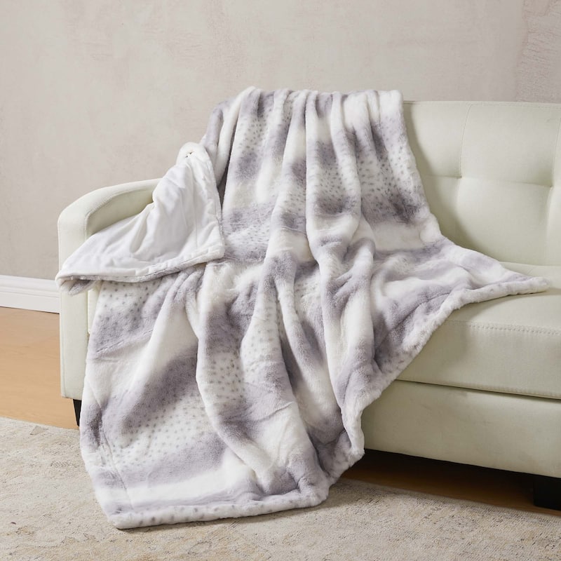 Luxurious Ruched Faux Fur Reversible Microfiber Throw