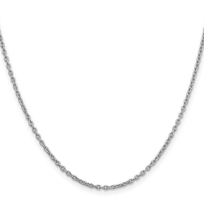 Curata 14k White Gold Solid Polished 2mm Cable Chain Necklace Options: 16 18