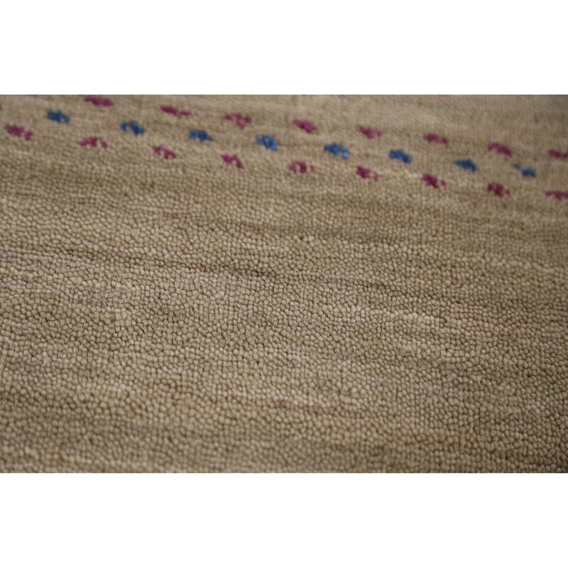 Hand Knotted Oriental 100% Wool Carpet Tribal Tribal Beige & Ivories Gabbeh Area Rug - 9' 8'' X 8' 1''
