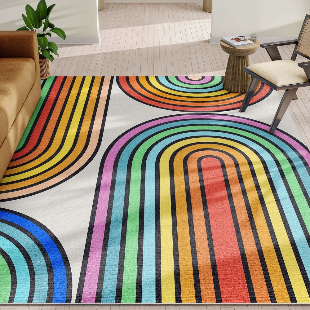 Well Woven Crayola Modern Geometric Stripes Dining Bedroom Playroom Rug