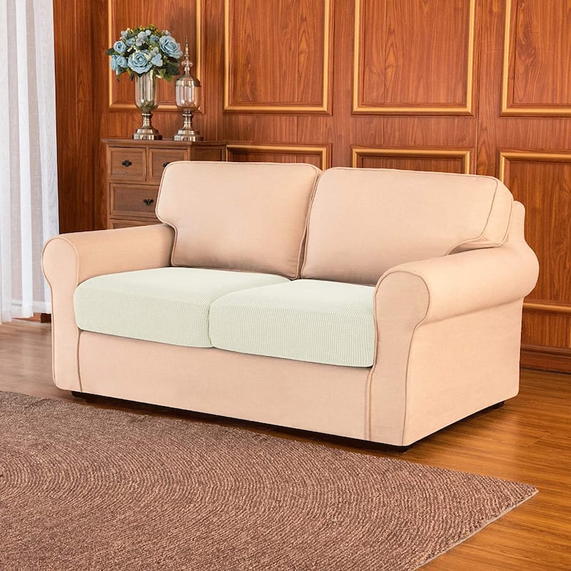 Subrtex 2-Piece Stretch Separate Sofa Cushion Cover Elastic Slipcover - Ivory