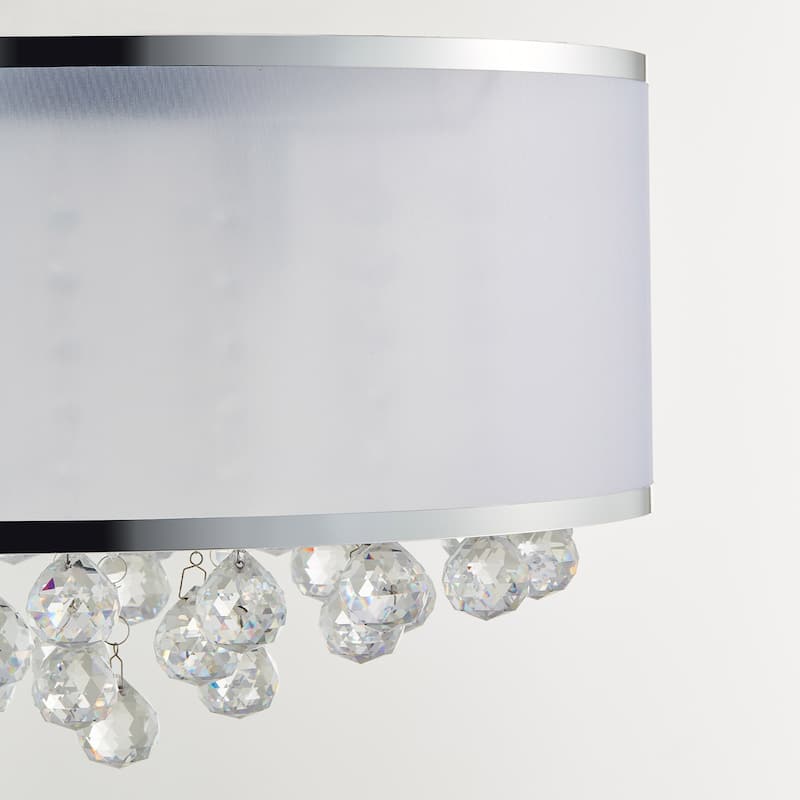 CO-Z 16-inch 4-Light Crystal Flush Mount Chandelier with White Drum Shade