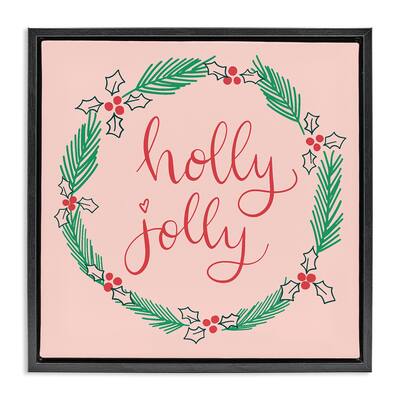 Stupell Minimal Holly Jolly Wreath Framed Floater Canvas Wall Art Design By Sazerelli Designs