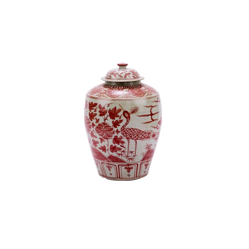 Underglaze Barn Bird Motif Decorative Jar