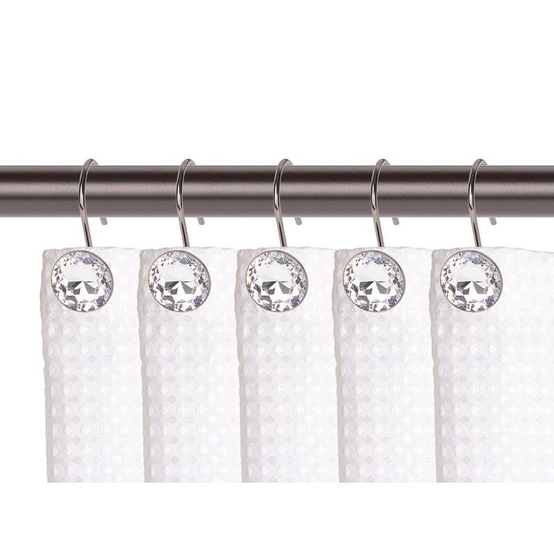 Utopia Alley Shower Curtain Hooks for Bathroom, Rust Resistant Shower Curtain Hooks Rings, Crystal Design, Set of 12 - Oil Rubbed Bronze