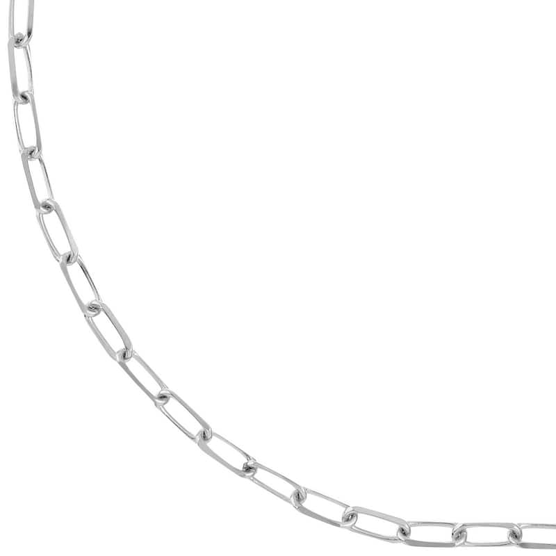 Curata 925 Sterling Silver Rhodium 3.1mm Diamond Cut Paper Clip Chain Necklace (Lobster)