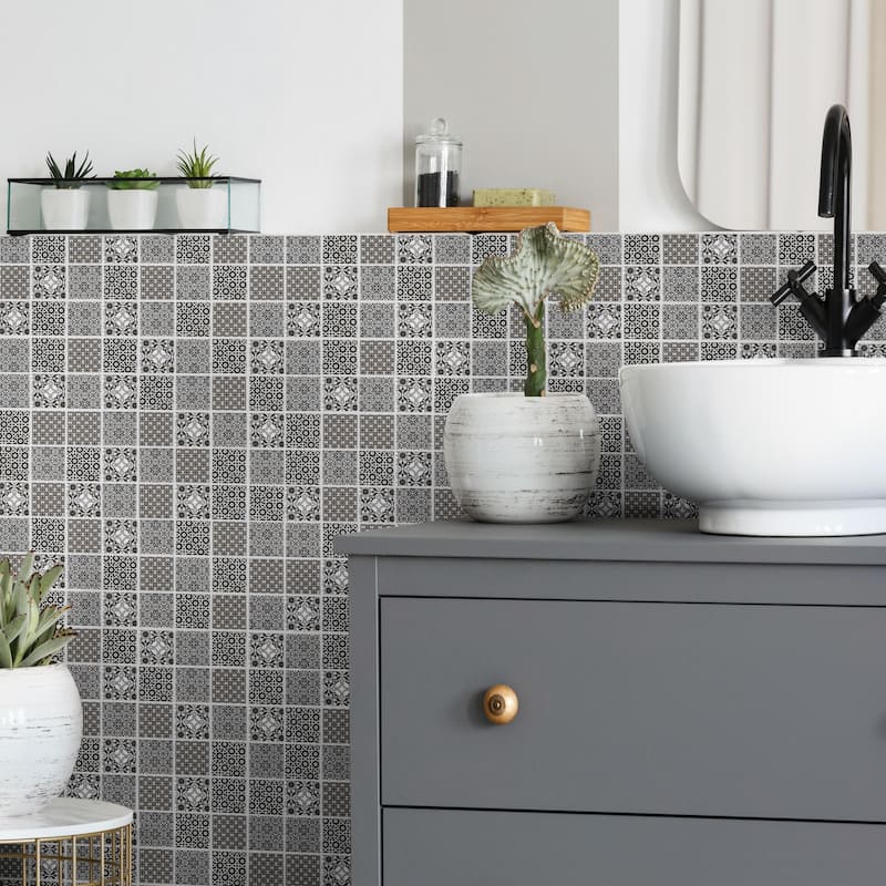 Merola Tile Classico 2" Square Black 11-3/4" x 11-3/4" Porcelain Mosaic Floor and Wall Tile - Case (10 Tiles)