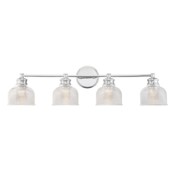 slide 2 of 12, Meridian M80036 4 Light 32" Wide Bathroom Vanity Light with Halophane Chrome