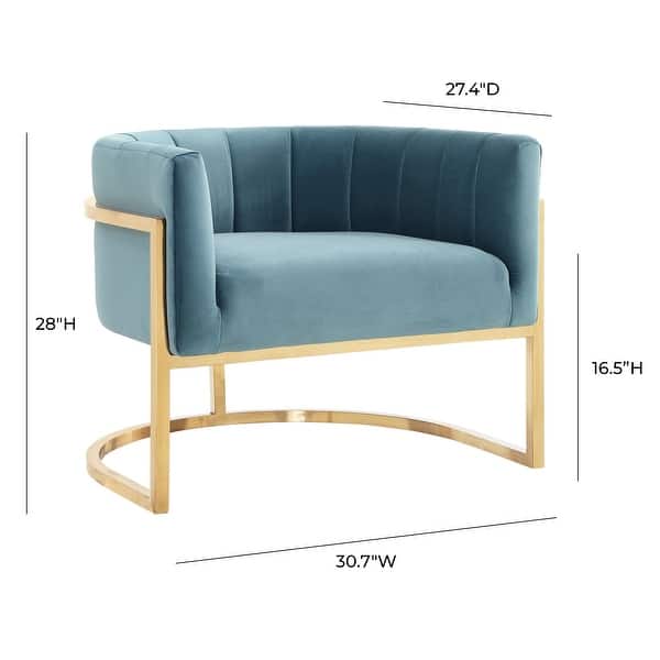 Magnolia Glam Sea Blue Velvet Chair with Gold Base