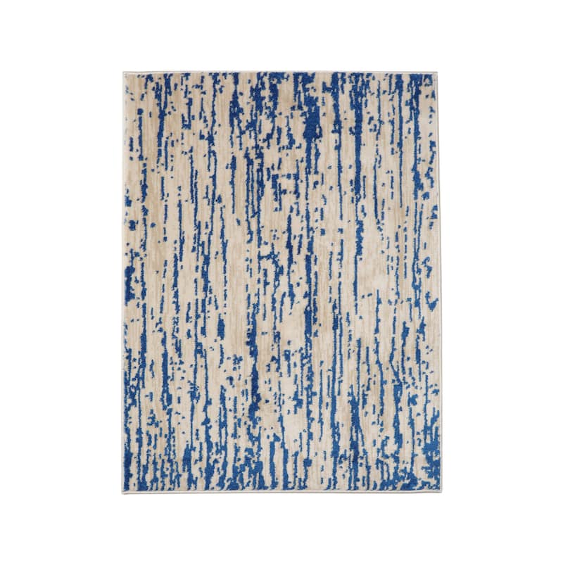 Gray Polypropylene Lisette Modern Oriental Area Rug - 8' x 10' - Blue