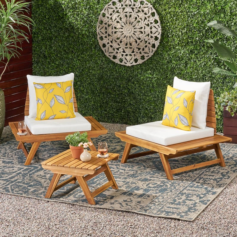 Sedona Acacia Wood 3-piece Outdoor Chat Set by Christopher Knight Home