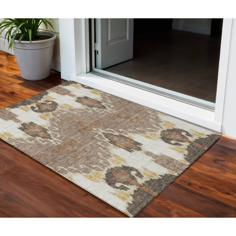 HomeRoots Ikat Transitional Rectangle Outdoor Rug - 3' x 5'