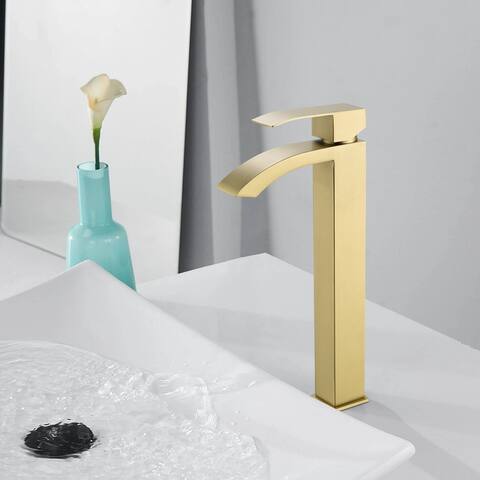 Single Hole Golden Brushed Sink Bathroom Tap Vessel Faucet - 10.03*4.92*13.11