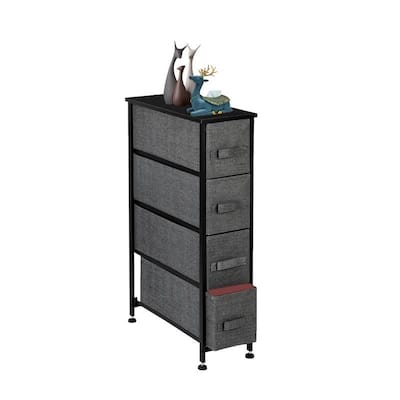 Narrow Dresser Tower with 4 Drawers - Vertical Storage for Bedroom, Bathroom, Laundry, Closets