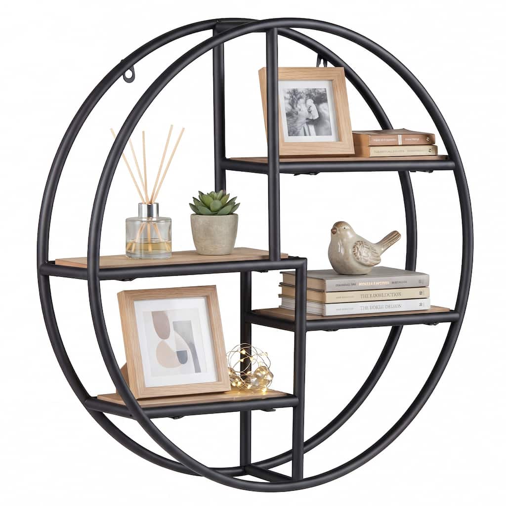 Gymax 4-Tier Floating Shelf Modern Geometric Hanging Storage Organizer