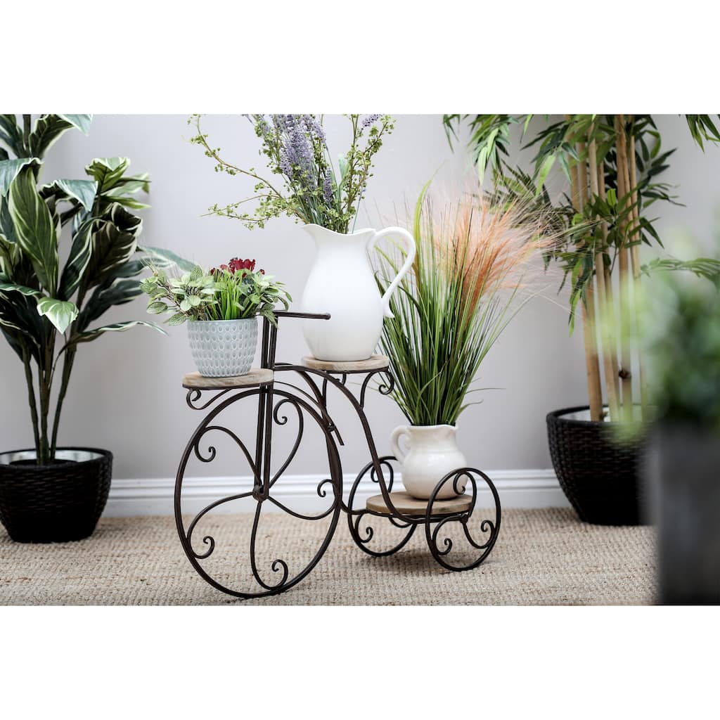 Brown Metal Indoor Outdoor 2 Tier Bike Indoor Outdoor Plantstand - 31 x 10 x 23