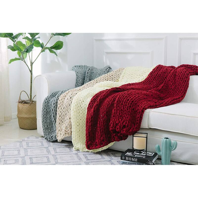 Cheer Collection Ultra Plush Chunky Cable Knit Throw Blanket