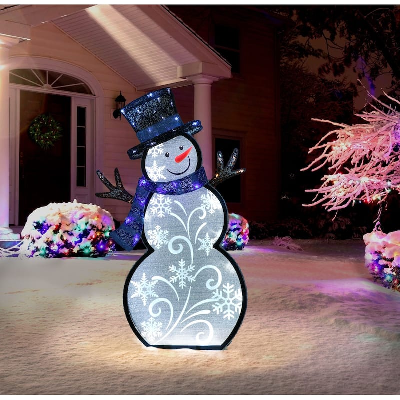 30.25" Lighted Snowman Christmas Outdoor Yard Decoration - White