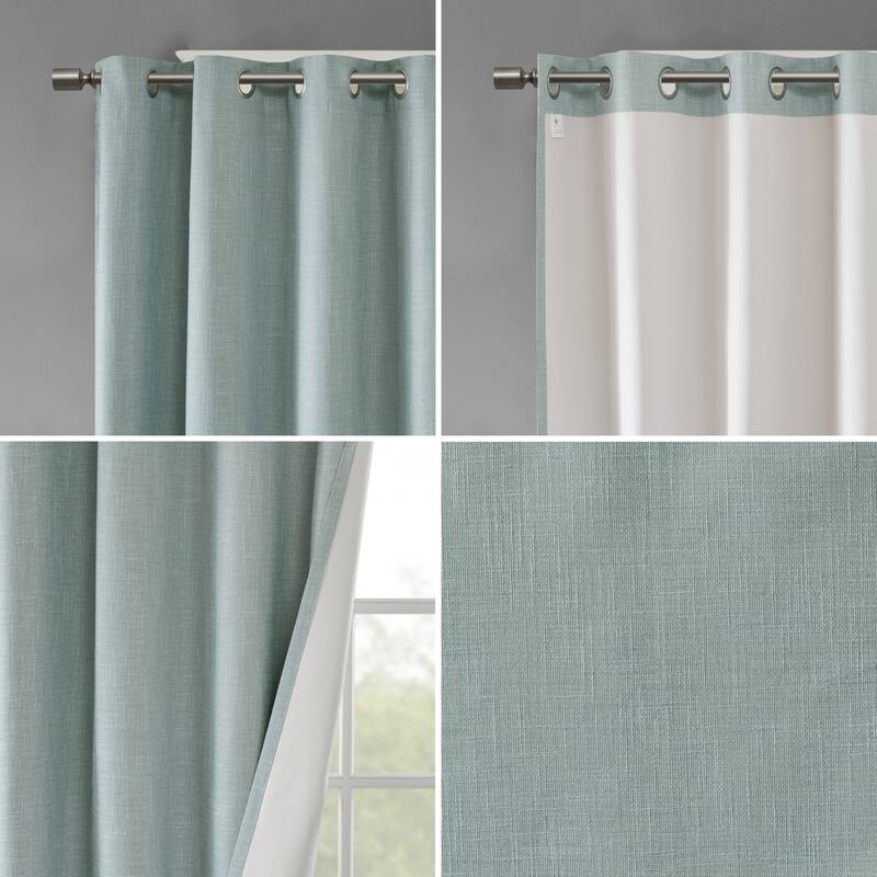 Arlie Printed Heathered Blackout Single Window Curtain Panel by SunSmart - 50"w x 54"l - Dusty seafoam