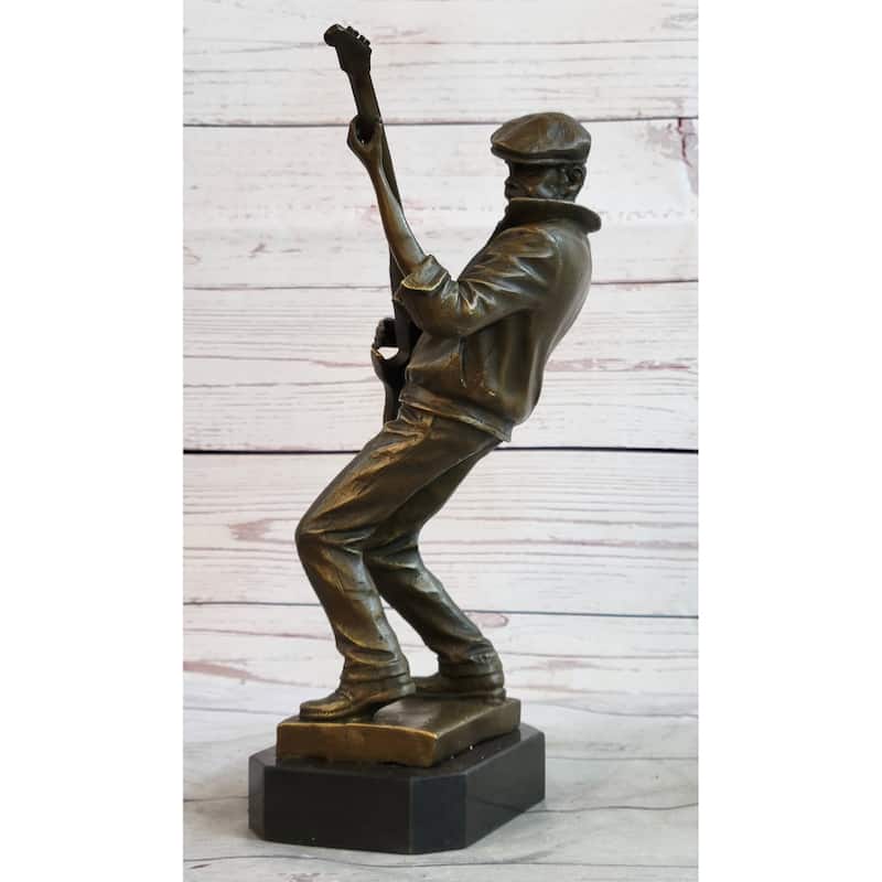 African American Bist B Guitar Player Bronze Statue Sculpture Original Art