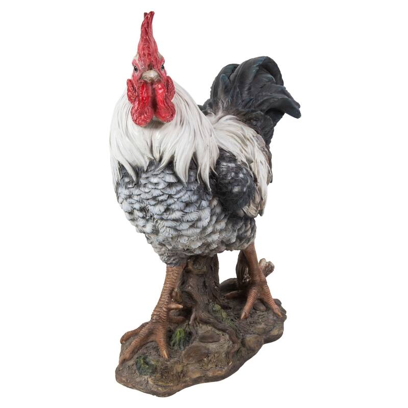15.75" Standing Rooster on Ground Outdoor Garden Statue