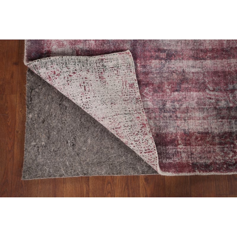 All-Over Red Gray Abstract Indian Area Rug Hand-Knotted Wool Carpet - 7'11"x 9'9"