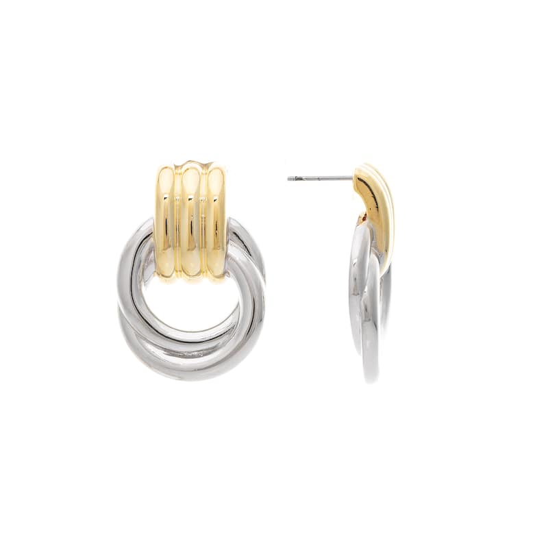 Rivka Friedman Mixed Metal Front Facing Hoop Earring - 1.25"