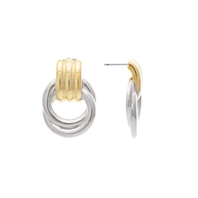 Rivka Friedman Mixed Metal Front Facing Hoop Earring - 1.25"
