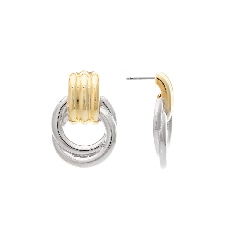 Rivka Friedman Mixed Metal Front Facing Hoop Earring - 1.25"