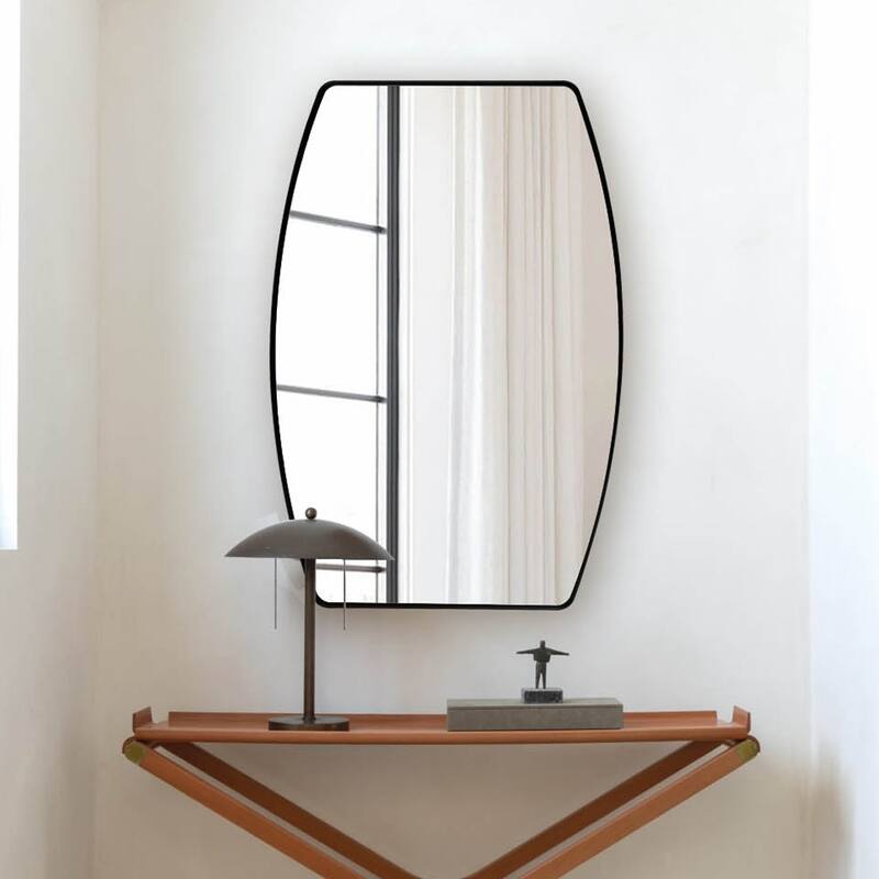 MacLuu Oblong Metal Wall Mirror - 24" x 36" - Black