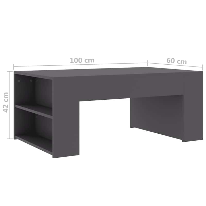 vidaXL Coffee Table Gray 39.4"x23.6"x16.5" Chipboard