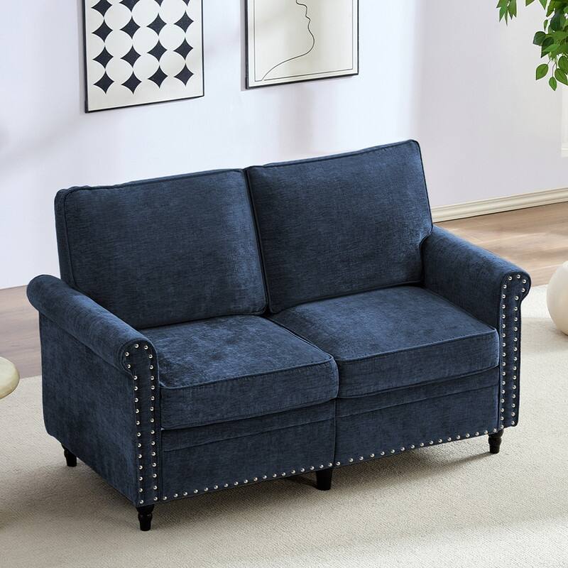 Mixoy 53.9''Chenille Living Room Sofa,Modern 2-Seater Sofa Couch,Loveseat Sofa with Unique Riveted Look