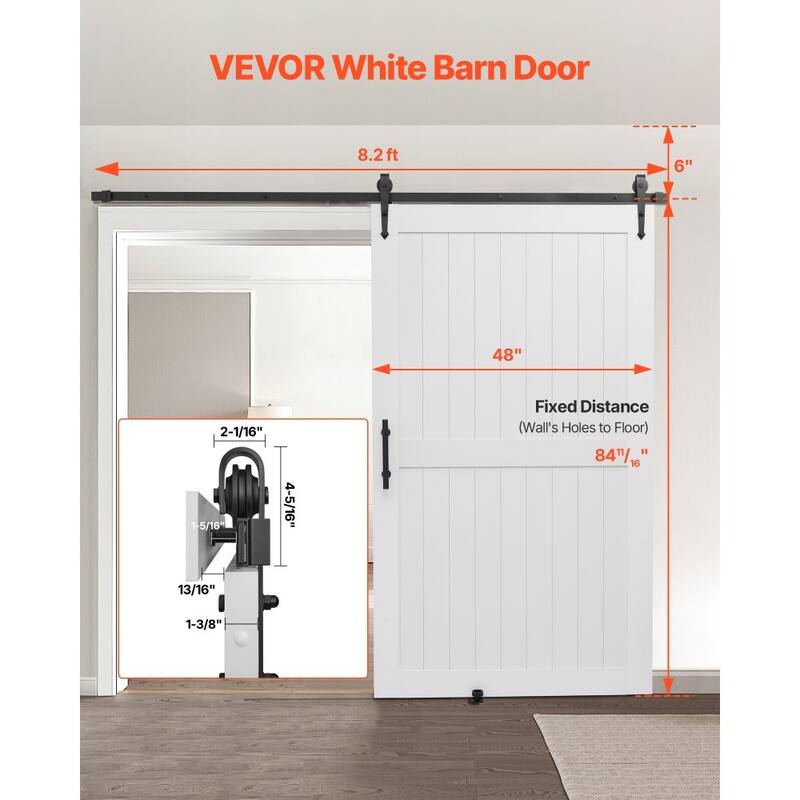 White MDF Pine Sliding Barn Door with Waterproof PVC Coating