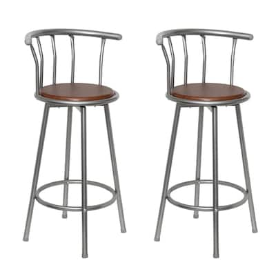 vidaXL Bar Stools 2 pcs Brown Steel