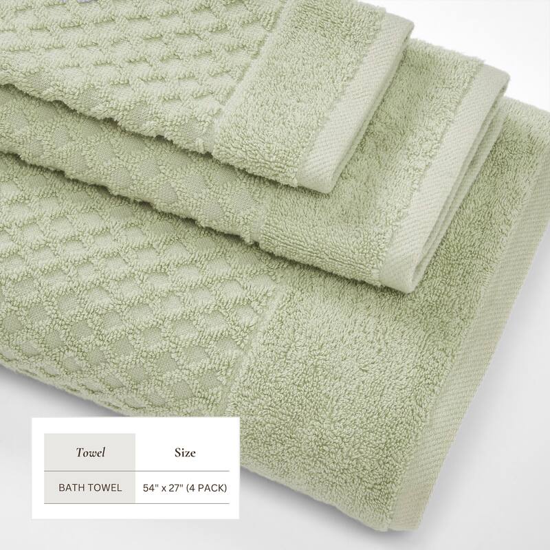 Linery & Co. Cotton Diamond Waffle Texture Bath Towels